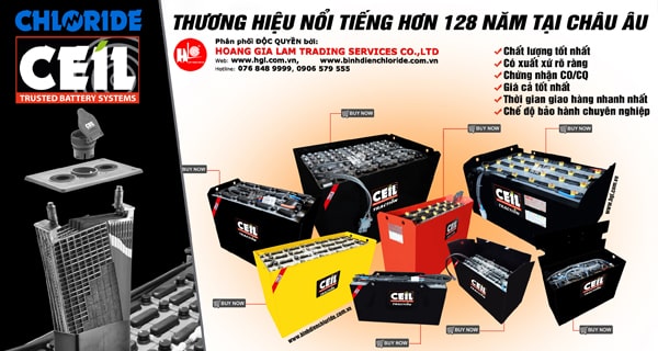 CTy Hoàng Gia Lâm-Đại lý phân phối độc quyền bình điện xe nâng CEIL (Chloride)
