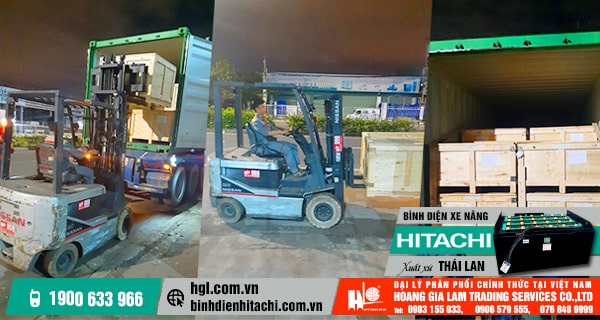 Hàng mới về 9.2019: 5 container bình điện xe nâng HITACHI xuất xứ Thái Lan mới 100%