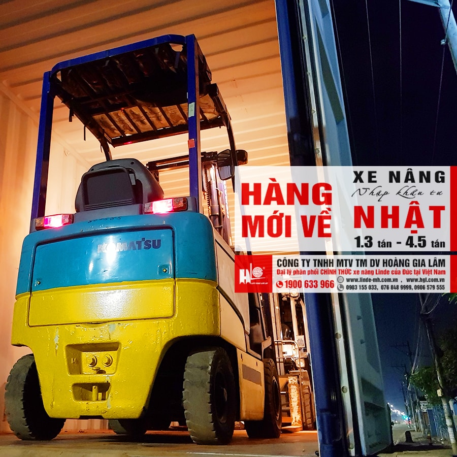 Hàng mới về 4.2020: 4 container xe nâng Nhật 1.3 tấn - 4.5 tấn