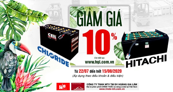 Khuyến mãi mùa hè, giảm giá cực sốc lên đến 10% khi mua bình điện xe nâng